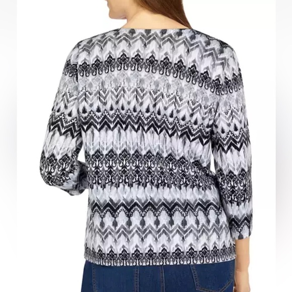 Alfred Dunner Women’s Top Shirt 100%Cotton 3/4 Sleeves Plus Size 1X - Picture 10 of 12